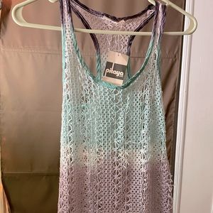 Tie dye crochet maxi dress cover up